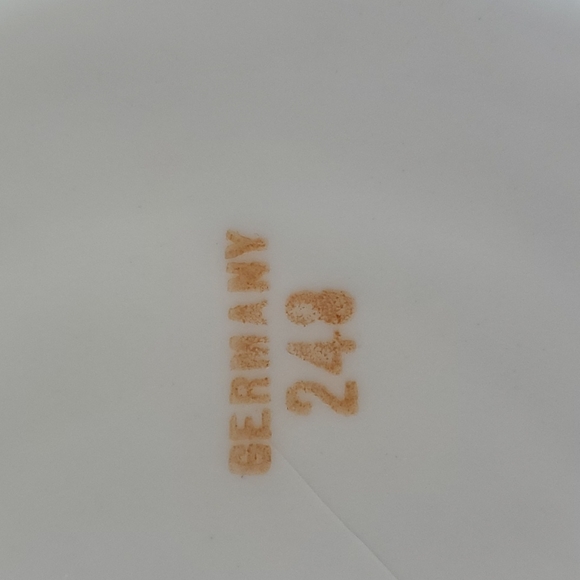 Hand painted German bowl floral embossed Pansies pink green - Picture 6 of 8